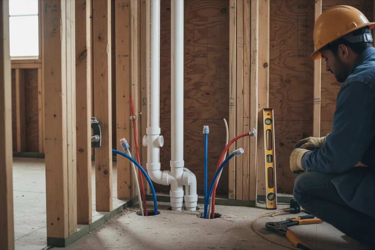 Drain and supply rough-in during Toilet Repair and Installation in Warsaw